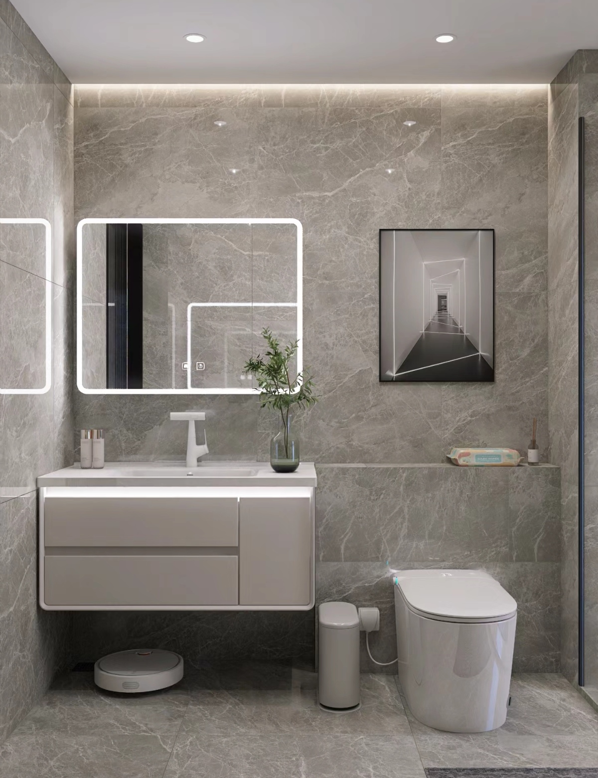 Be careful when cleaning bathroom stone surfaces as cleaners can damage the stone